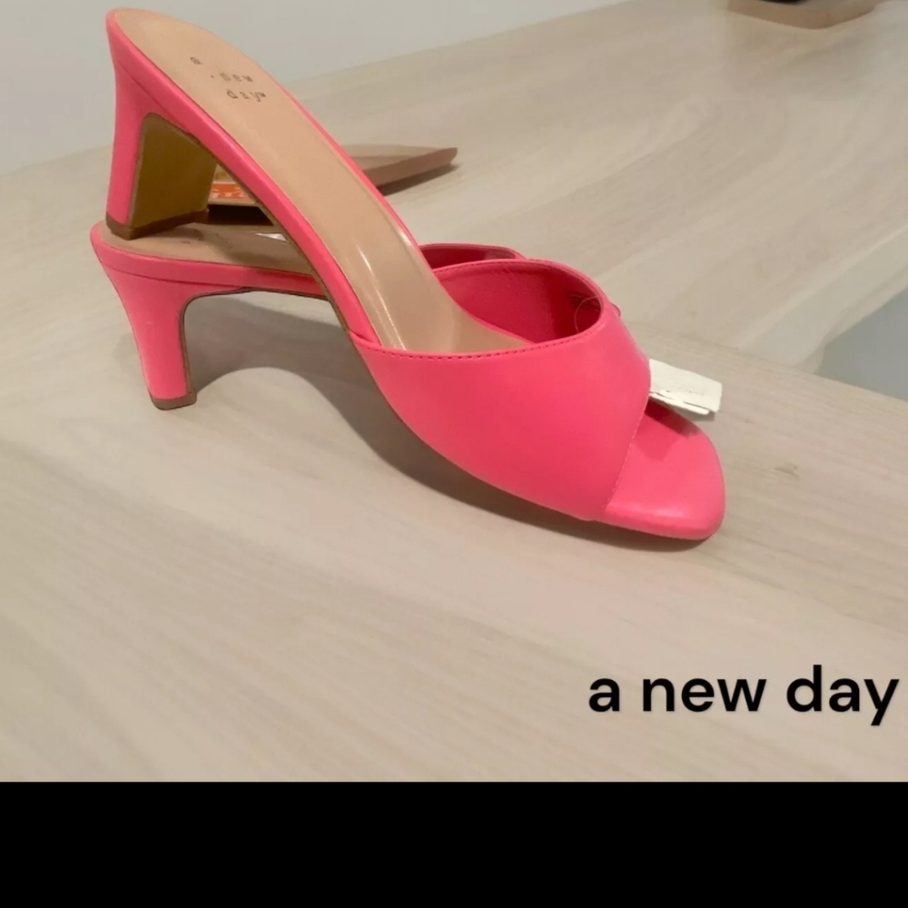 A New Day Women's Lindie Mule Heels, Open Toe, Memory Foam size 13